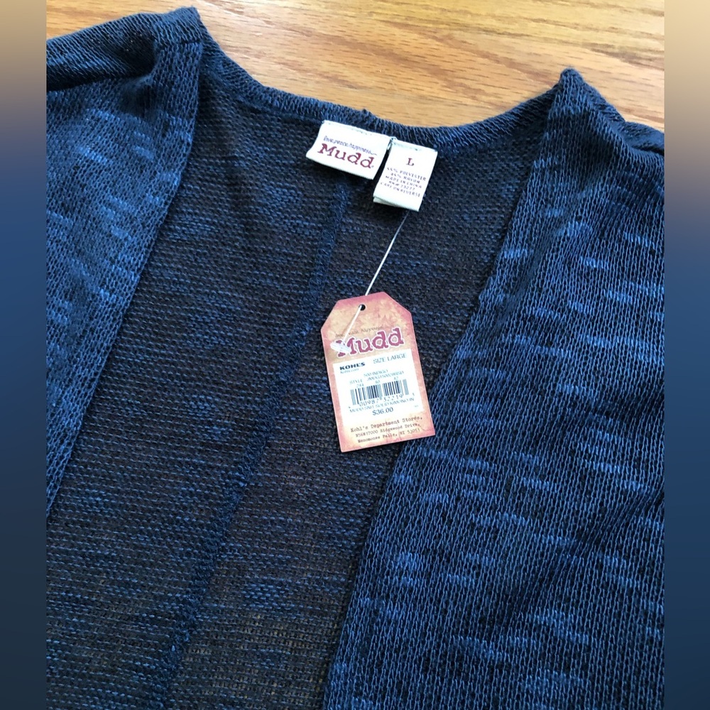 Mudd Navy Open-Front Women's Sweater Cardigan - Picture 7 of 10